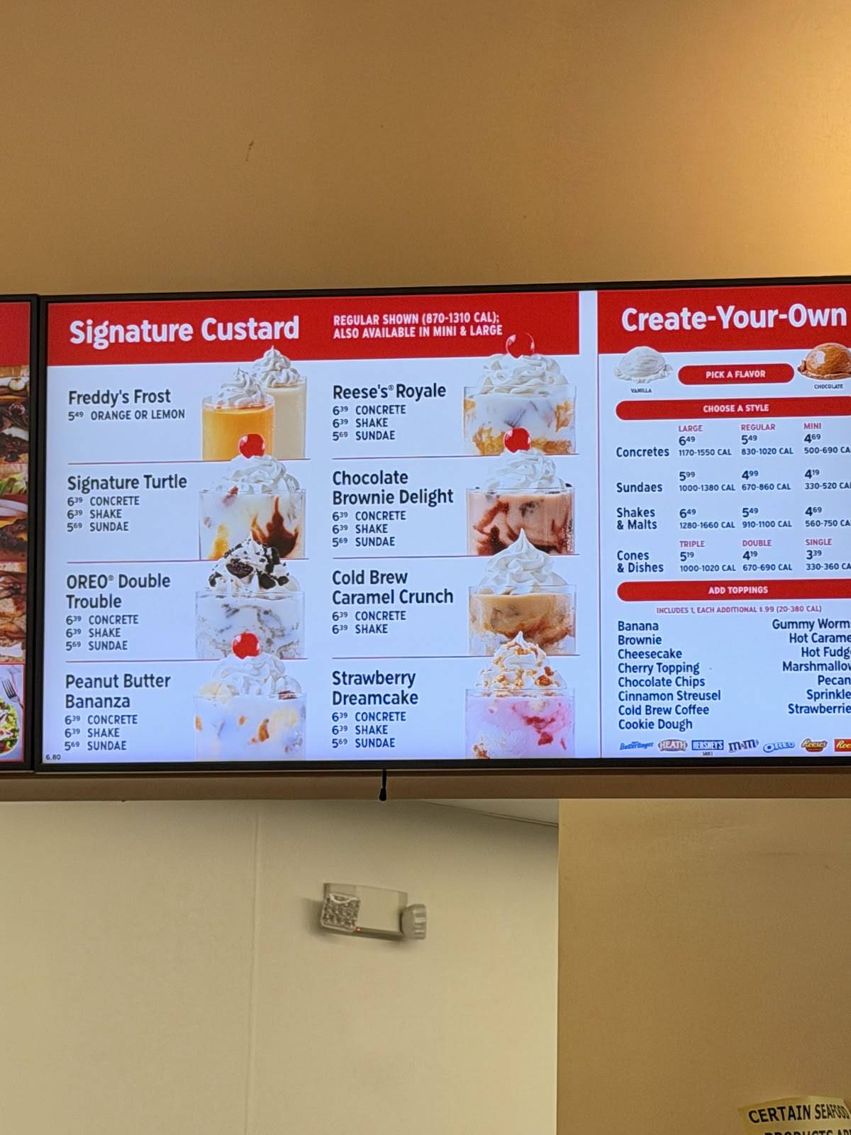 Freddy's Frozen Custard & Steakburgers меню