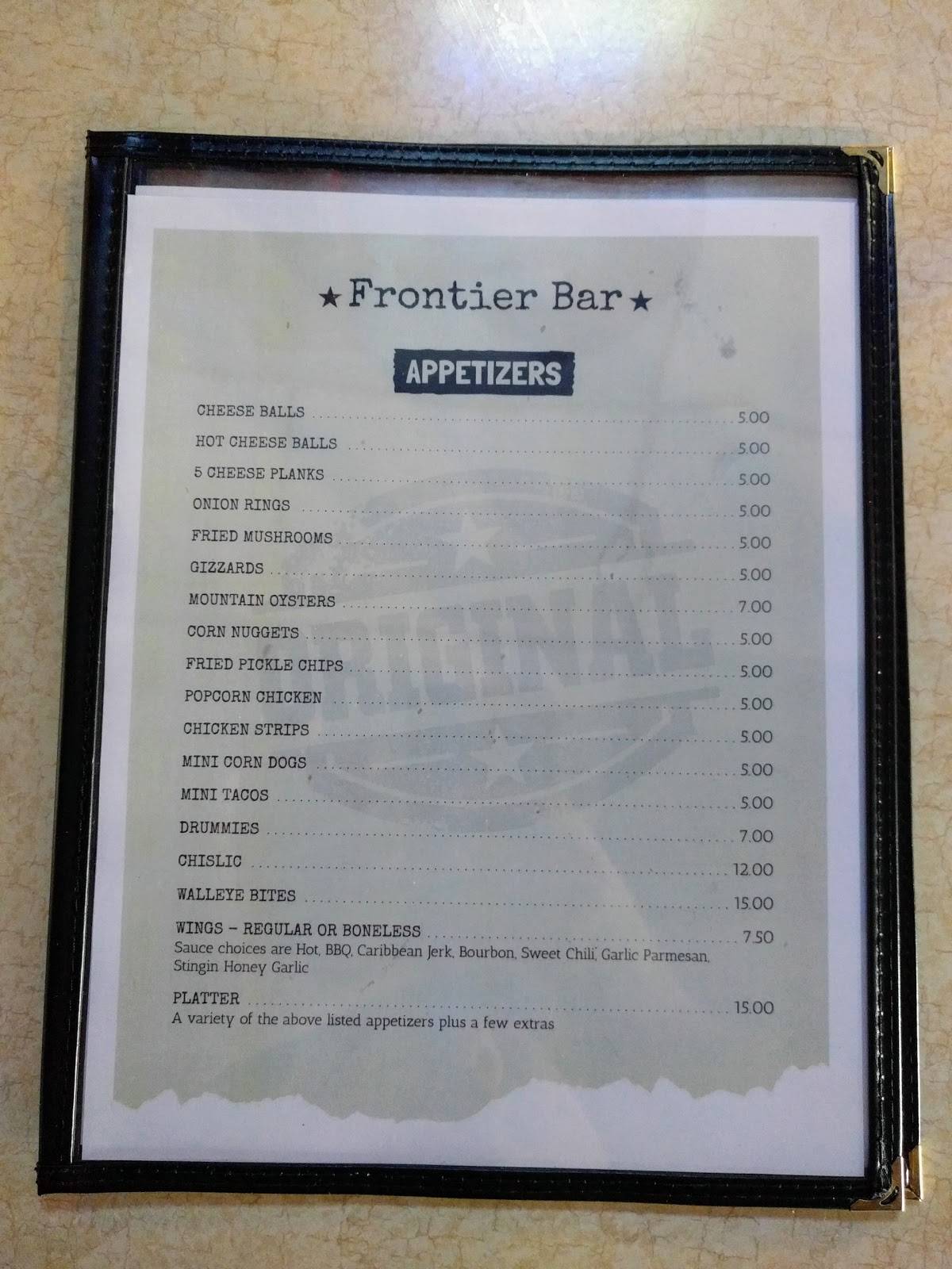 The Frontier Bar меню