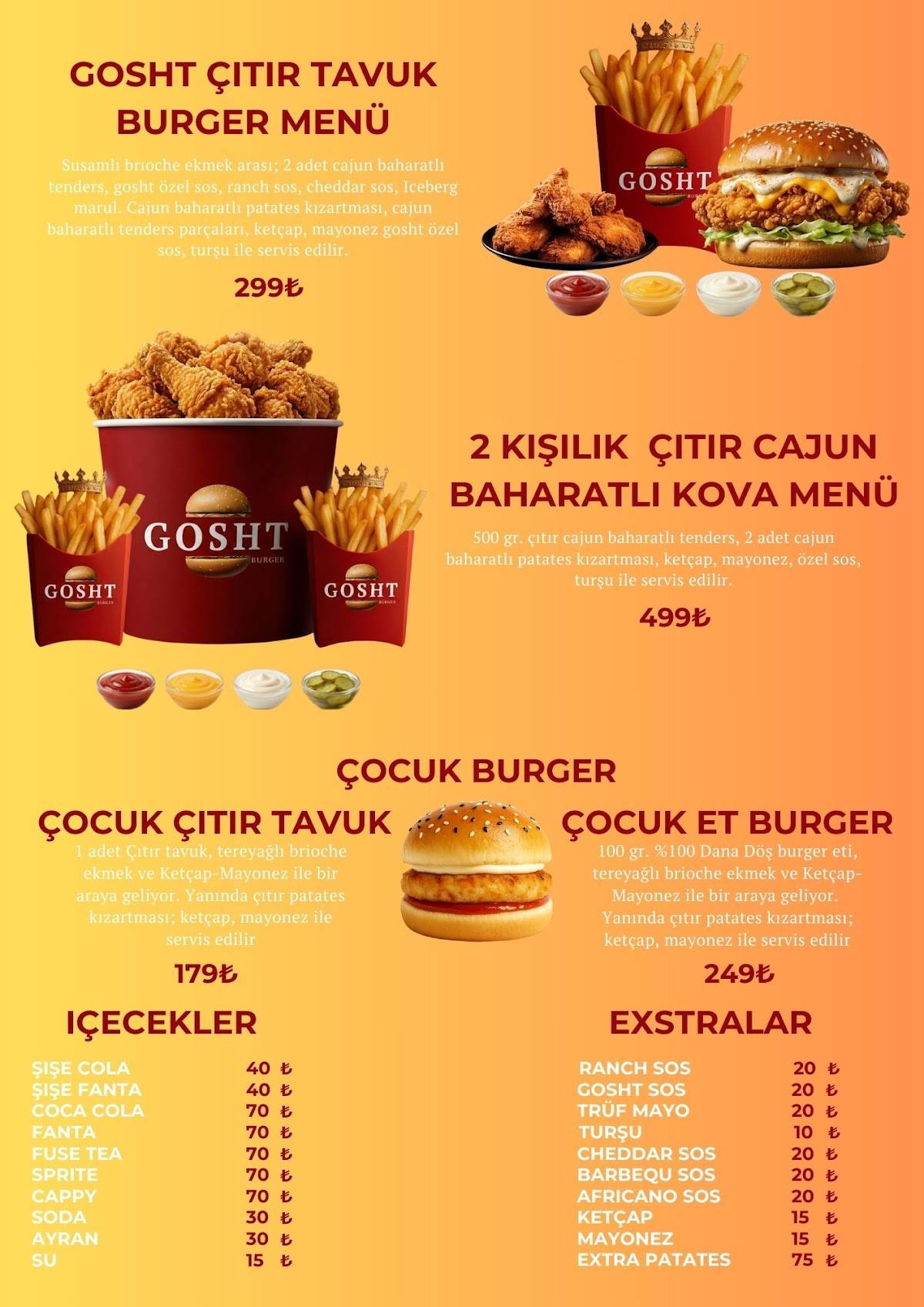 GOSHT BURGER меню