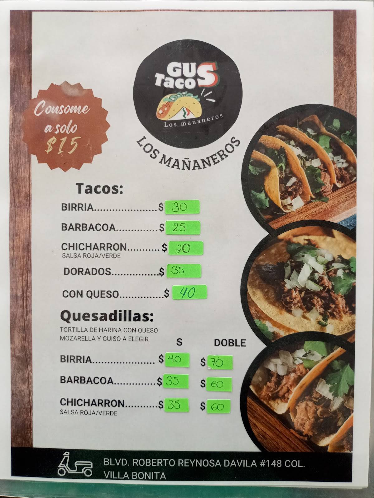 GUSTACOS меню