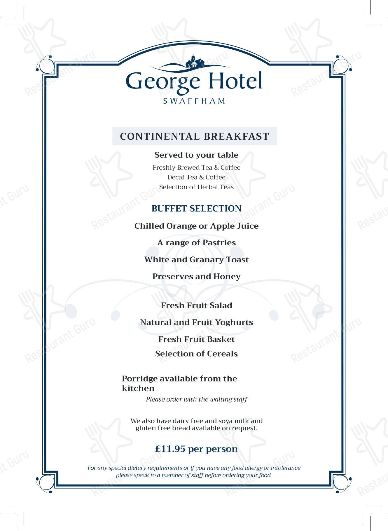 George Hotel в Сваффхеме - Меню напитков