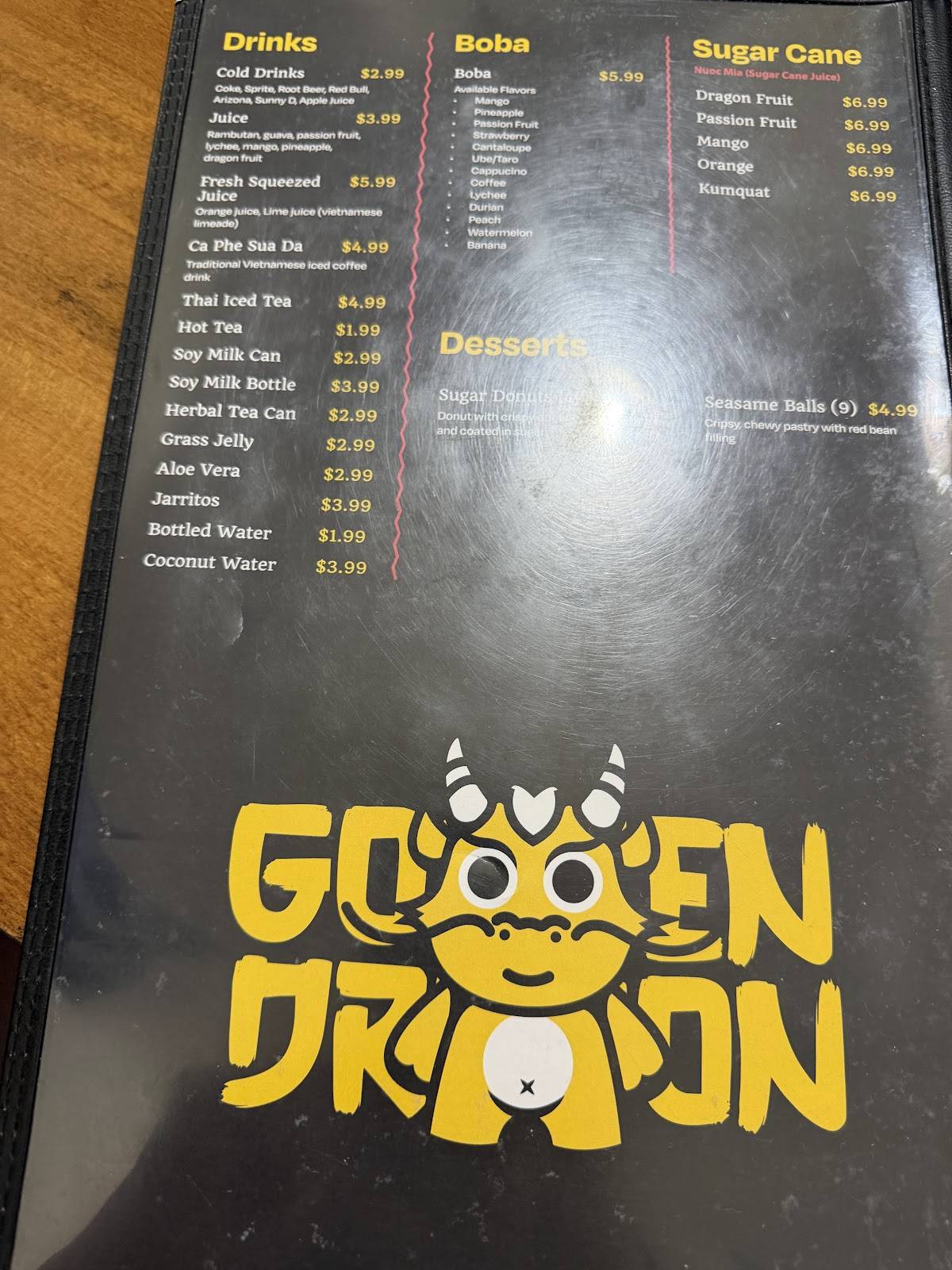 Golden Dragon Phở & Vietnamese Cuisine меню