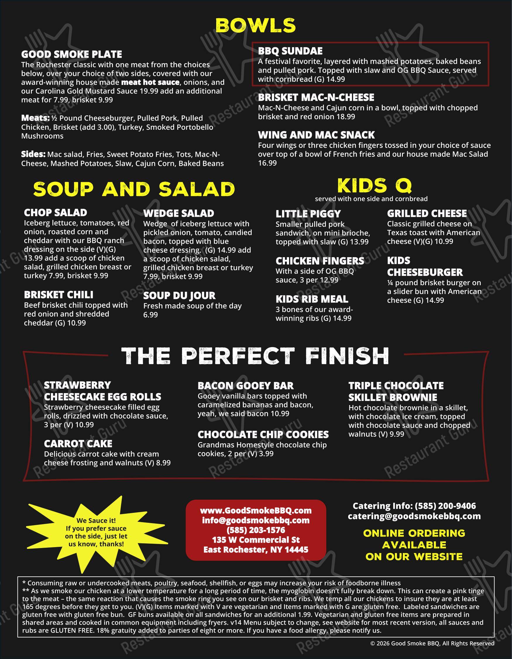 Меню напитков барбекю Good Smoke BBQ & Pub в Востоке Рочестер