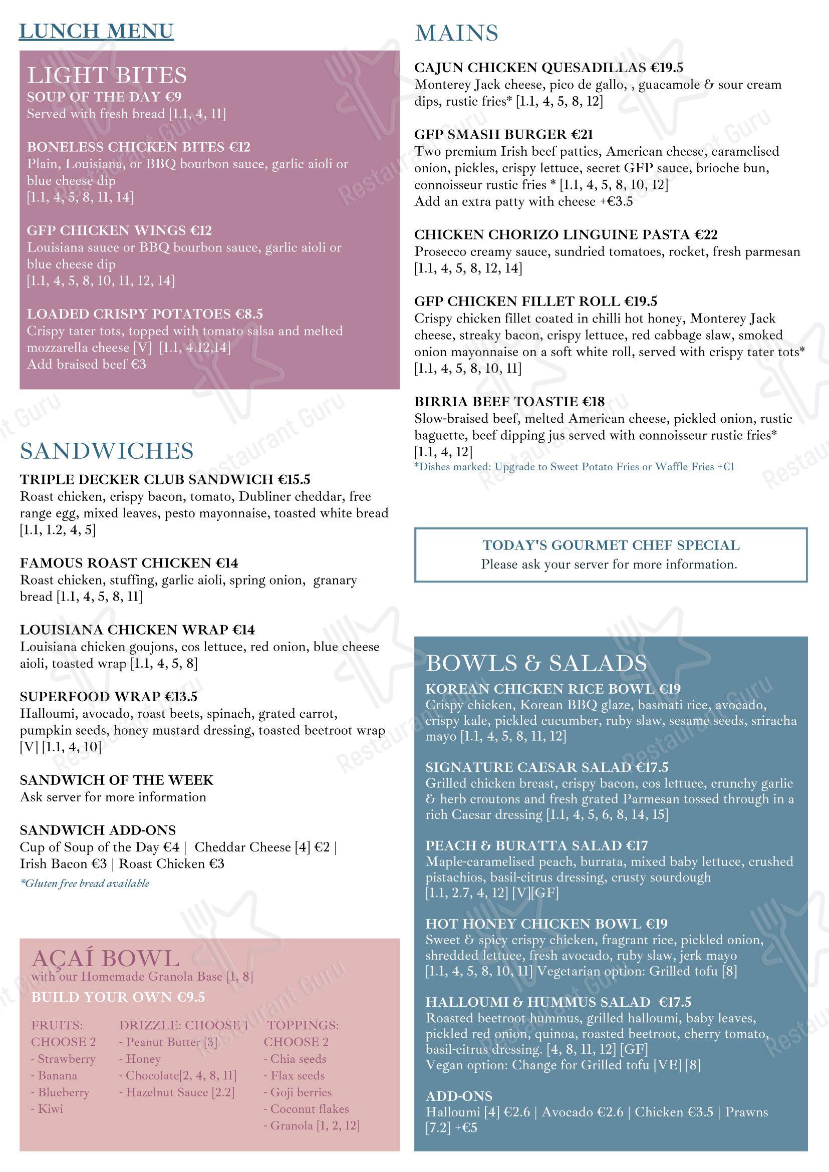 菜单 ресторана Gourmet Food Parlour Dunshaughlin