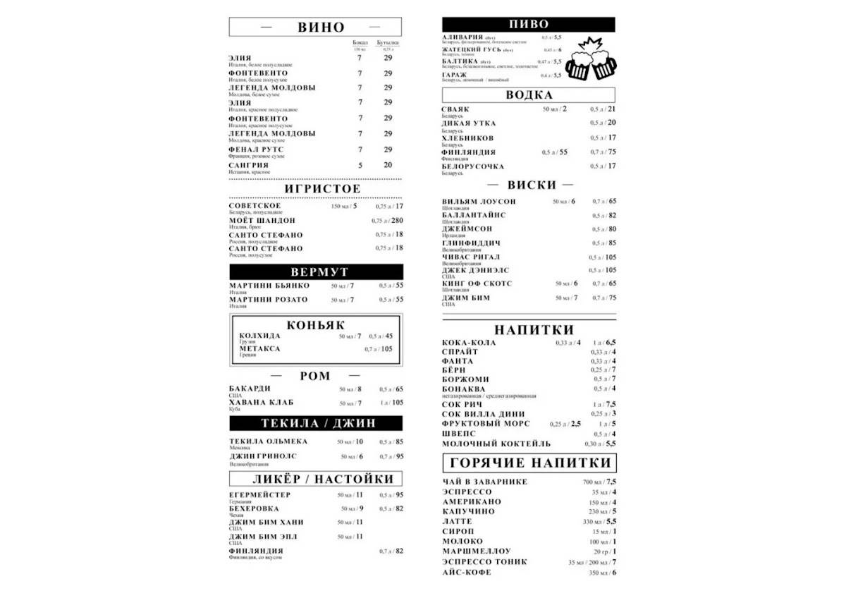 Grand cafe меню