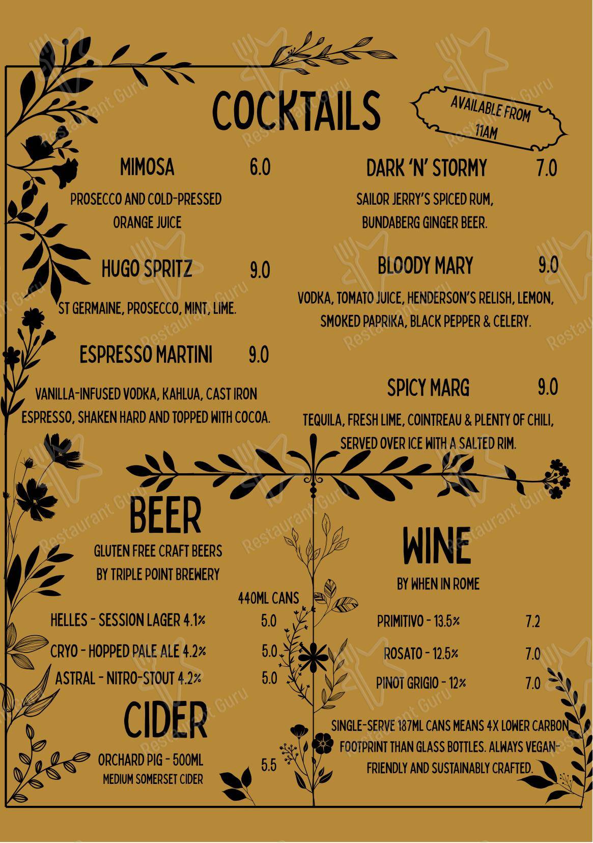 Groke Coffee в Шеффилде - Меню