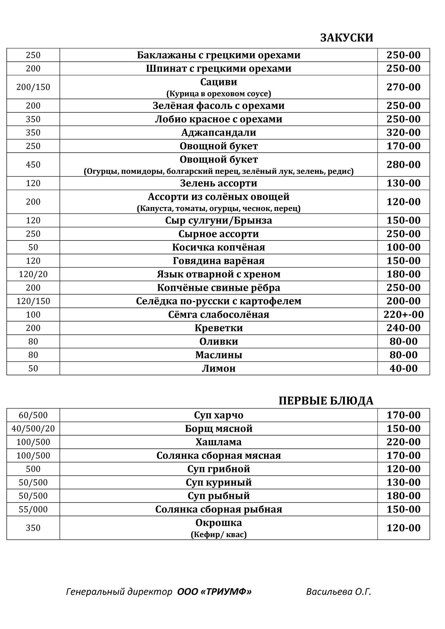 Гурман меню