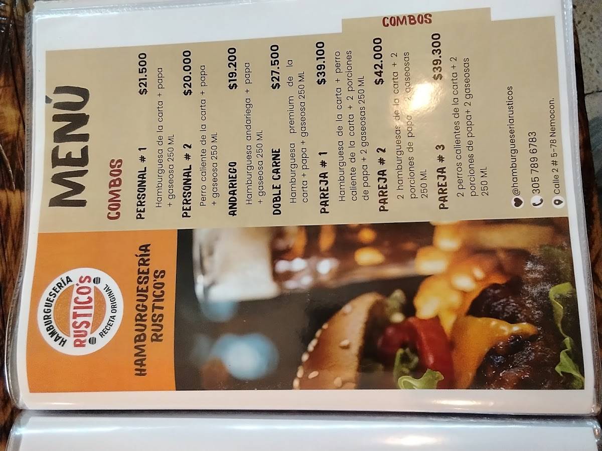 HAMBURGUESERIA RUSTICOS меню