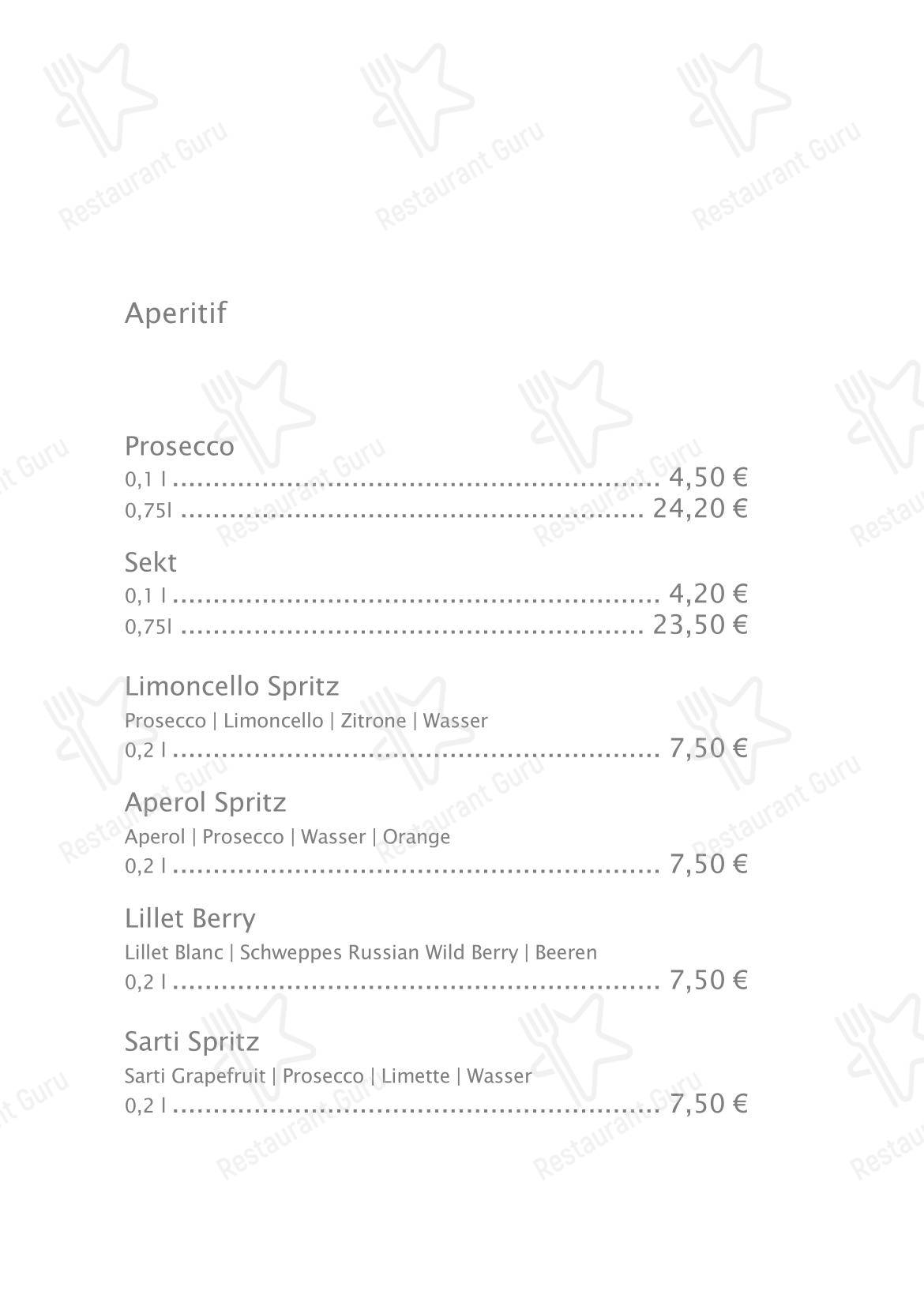 Меню кафе Henri's