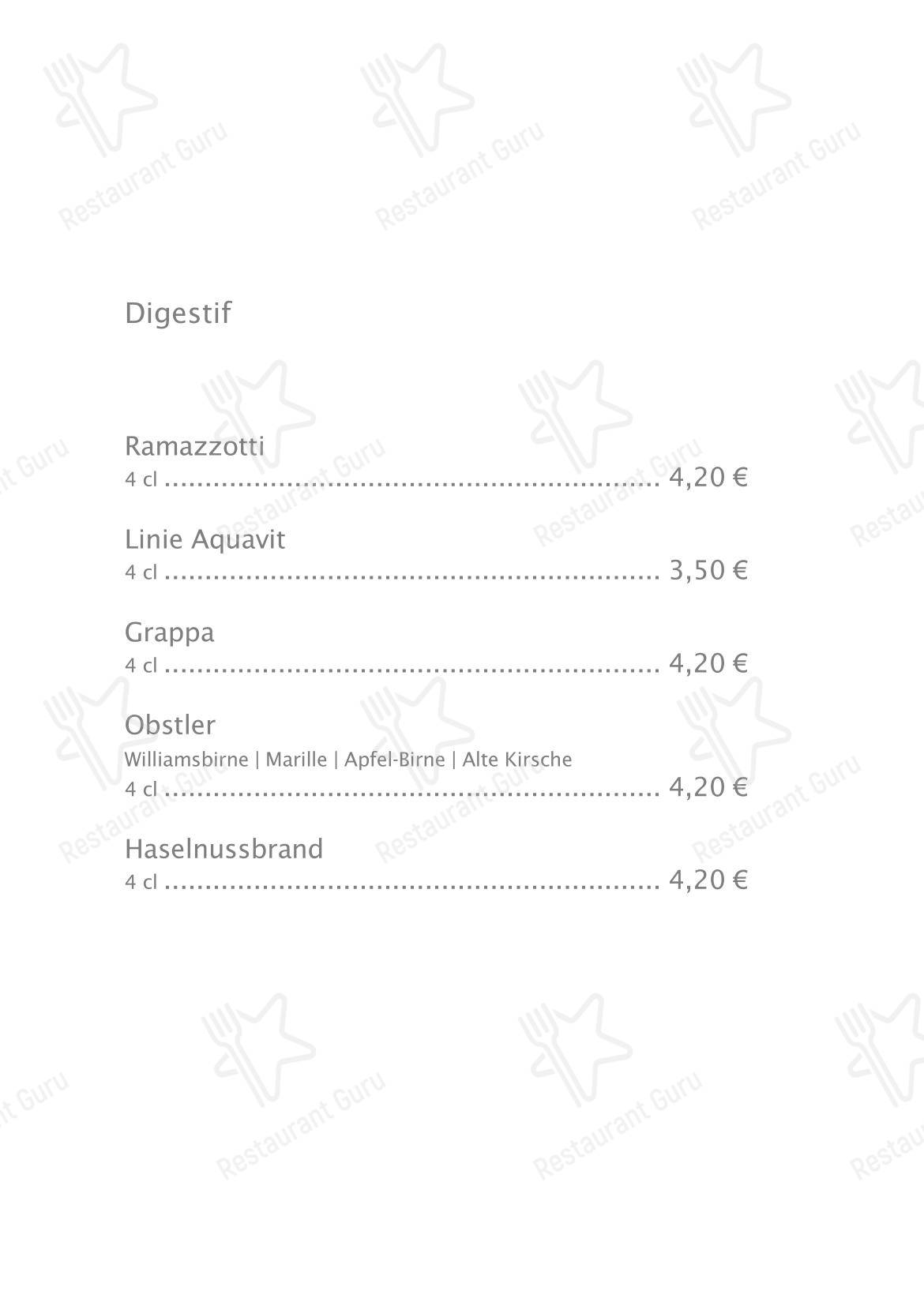 Меню кафе Henri's