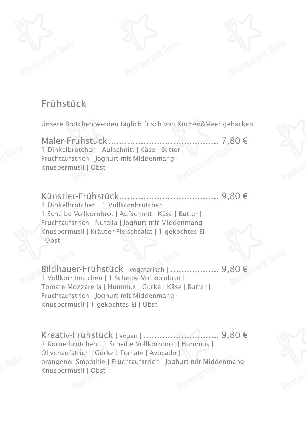 Меню кафе Henri's в Эмдене