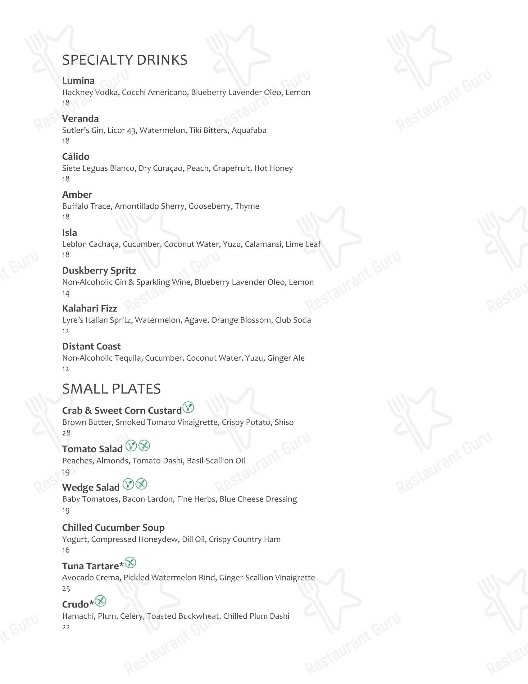 Меню ресторана Herons - At Home Catering Menu