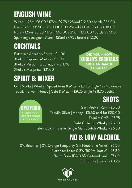 Hiver Taproom меню