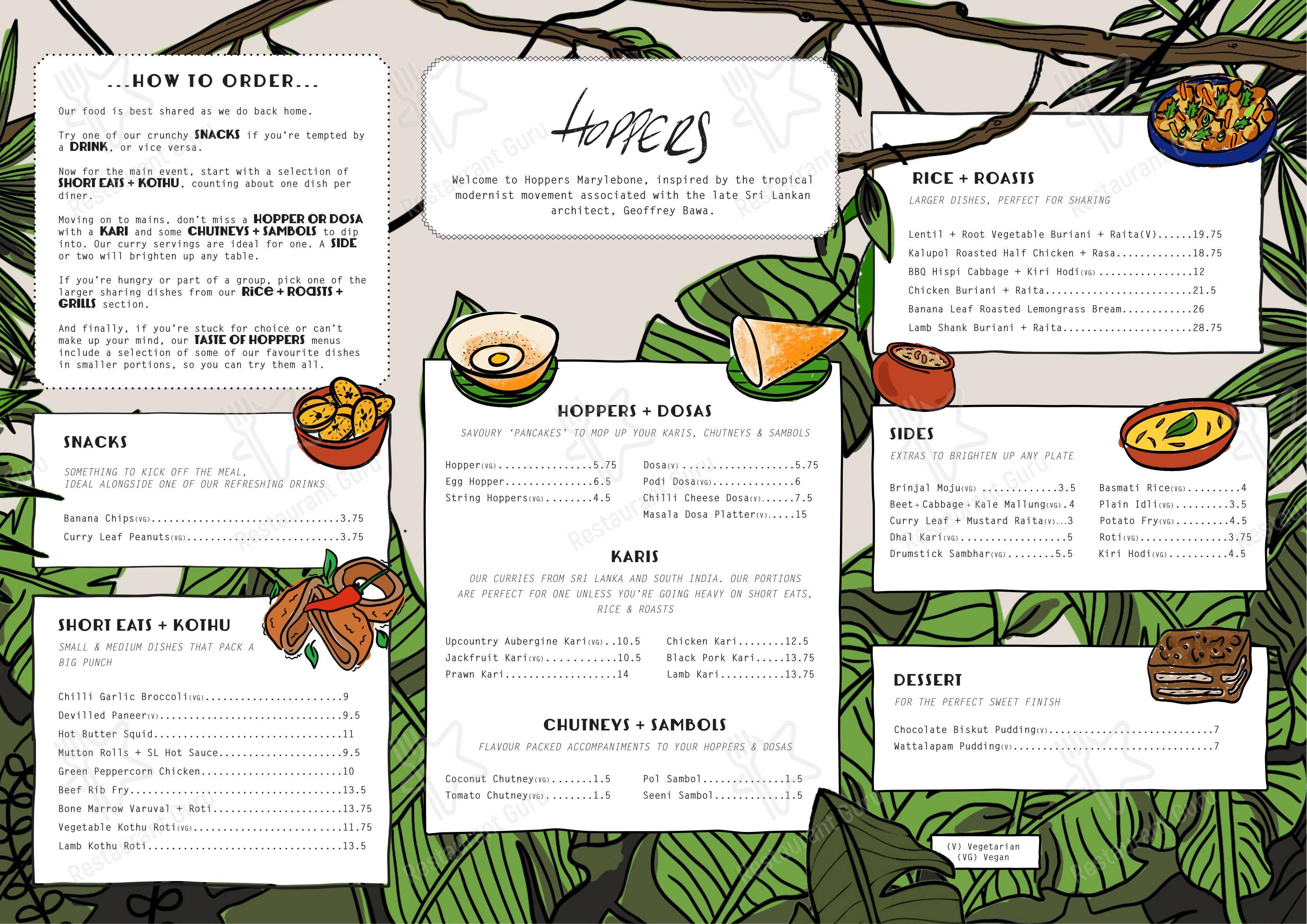 Меню ресторана Hoppers Soho - Breakfast Menu