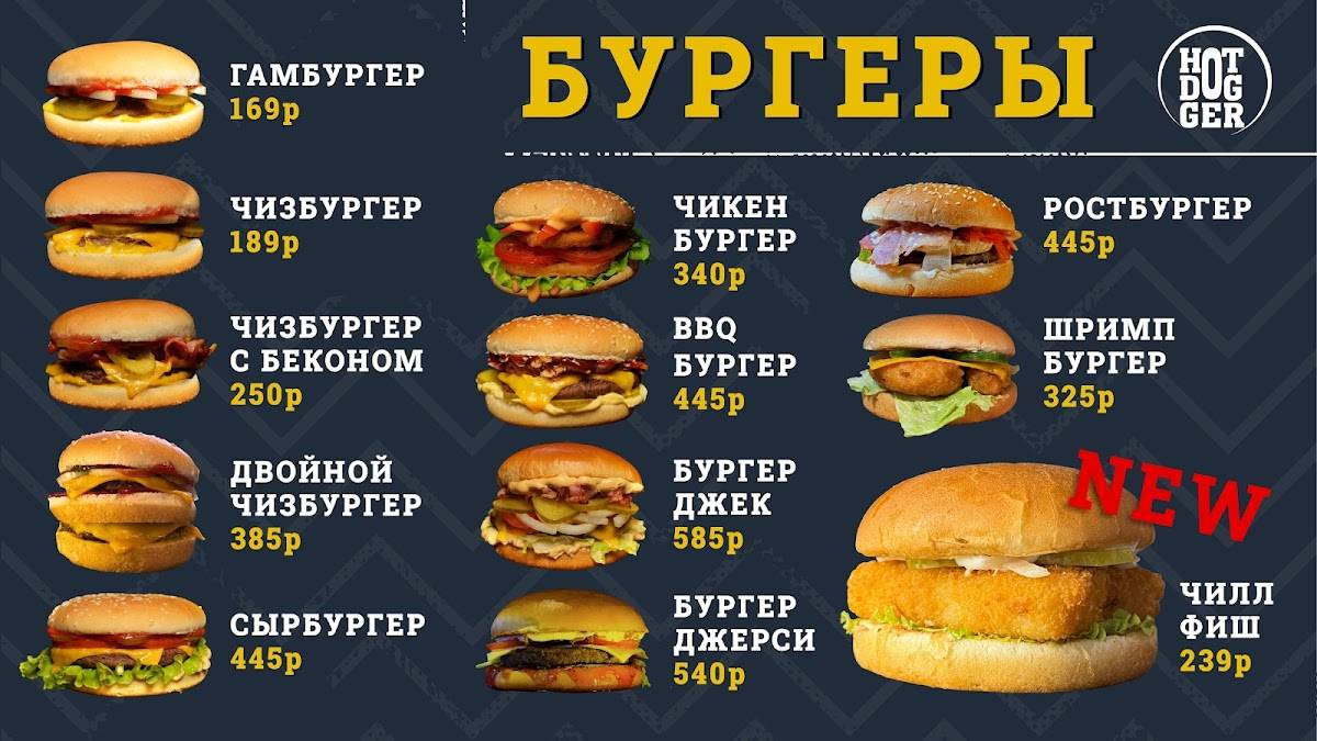 HotDogger ХотДоги Бургеры Фри Боровичи меню