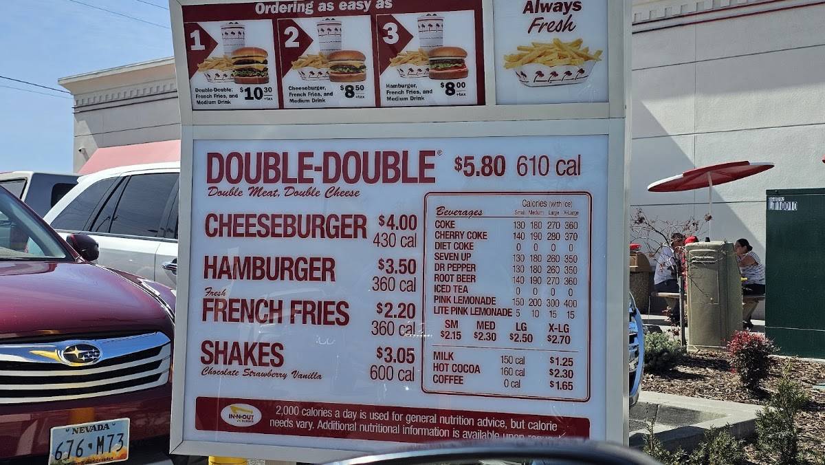 In-N-Out Burger меню