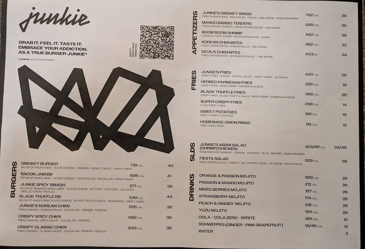 JUNKIE BURGER меню