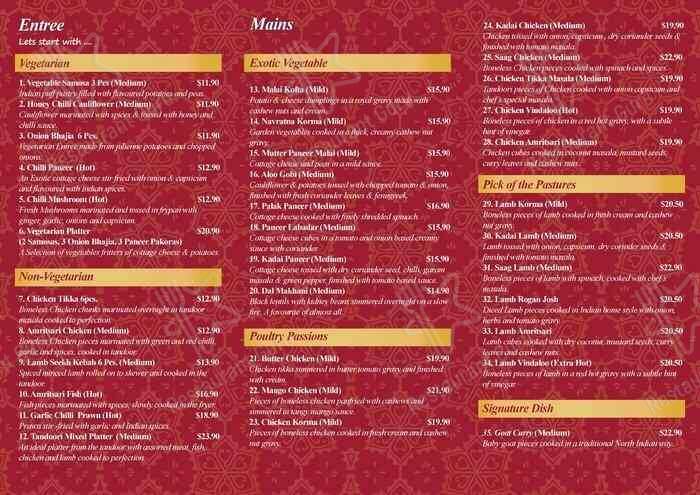 Jannat Authentic Indian Restaurant меню
