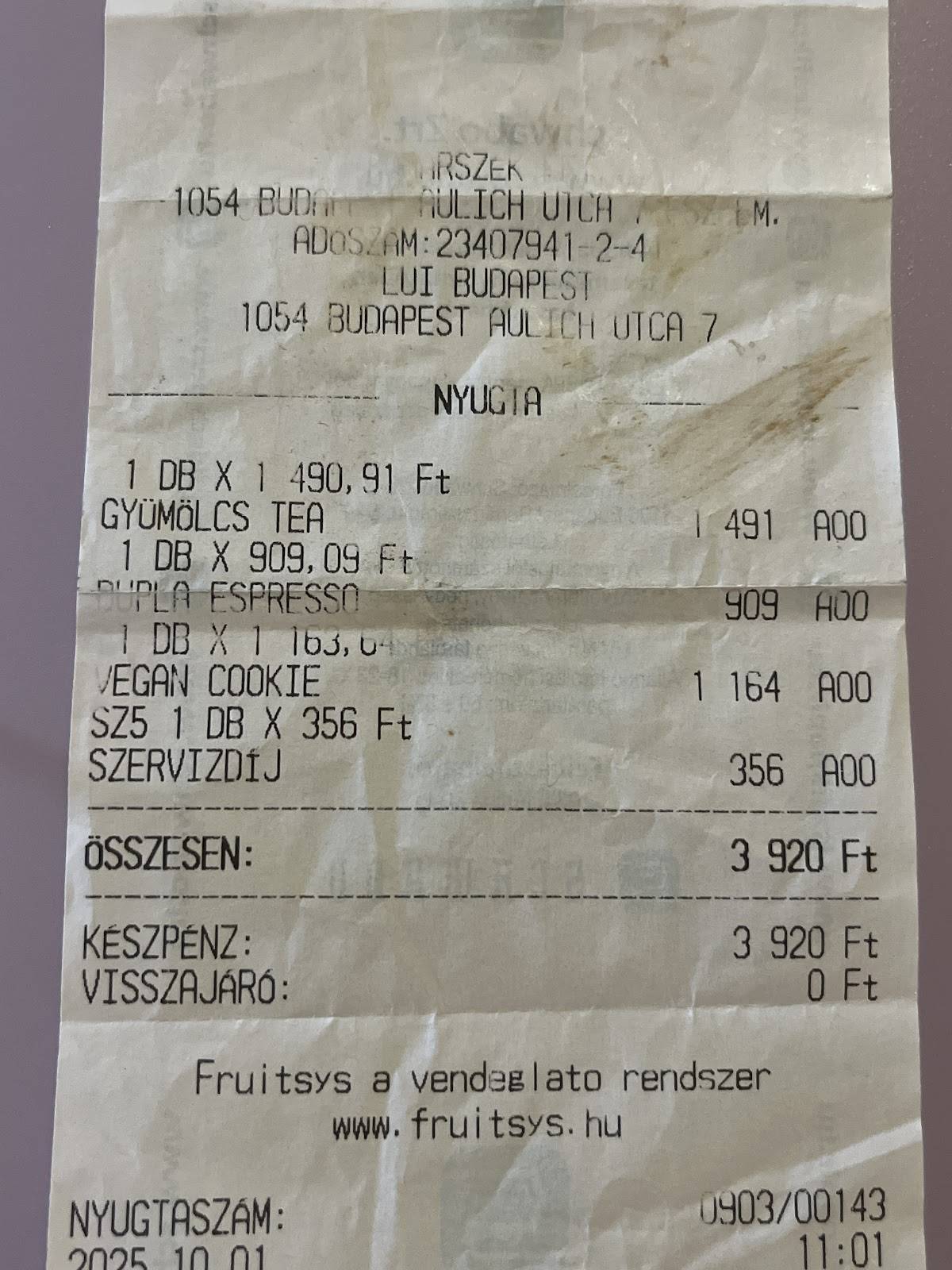 Java Caffé Kft. меню