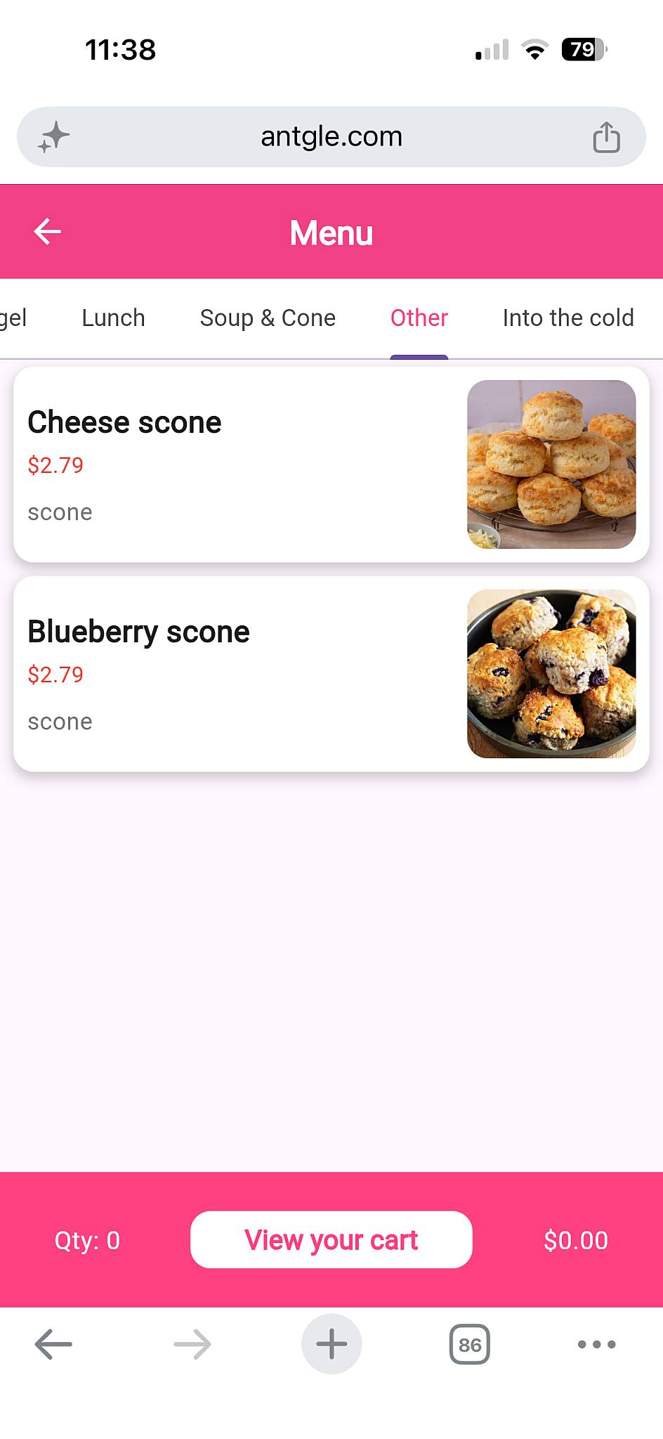 Java Joe's меню