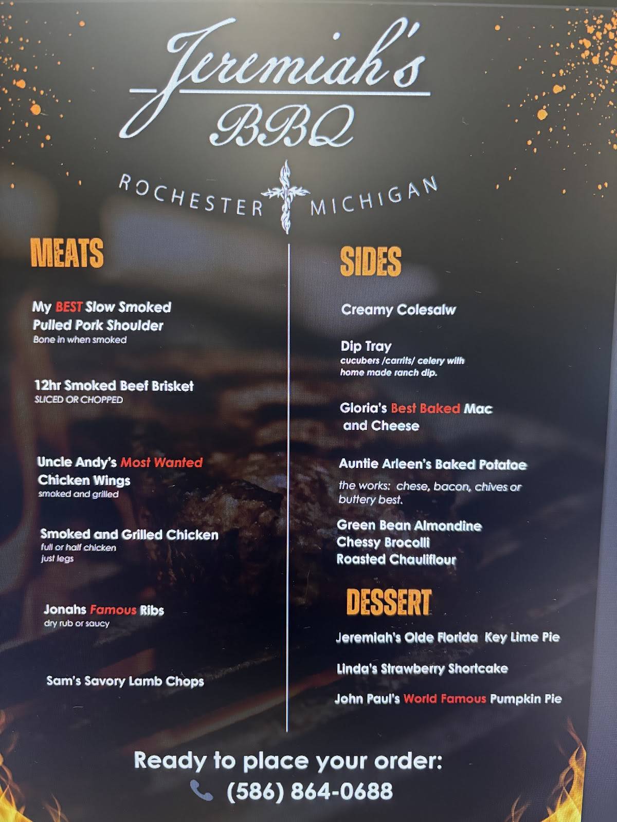 Jeremiah's BBQ меню