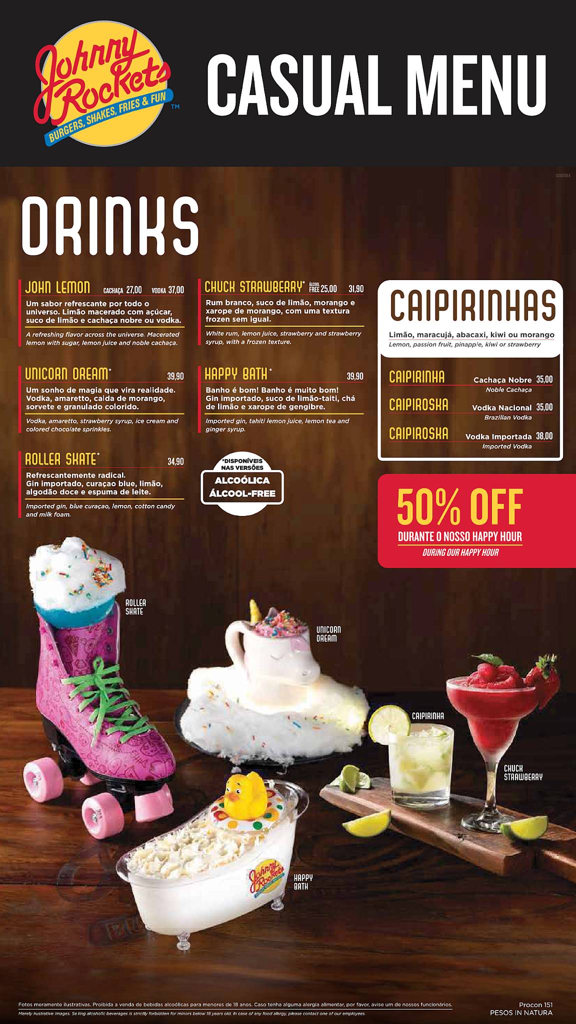 Johnny Rockets Santos меню