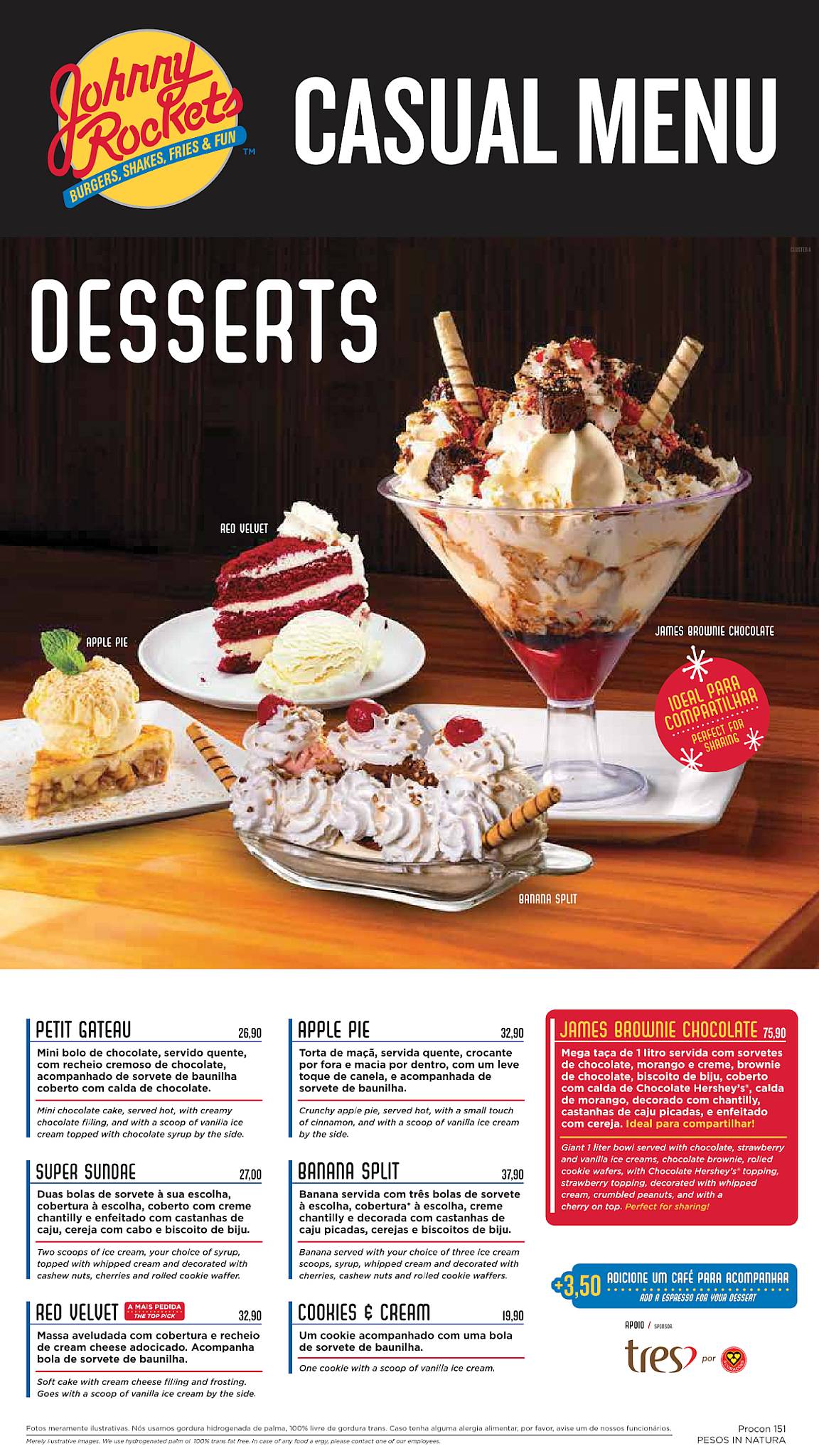 Johnny Rockets Santos меню