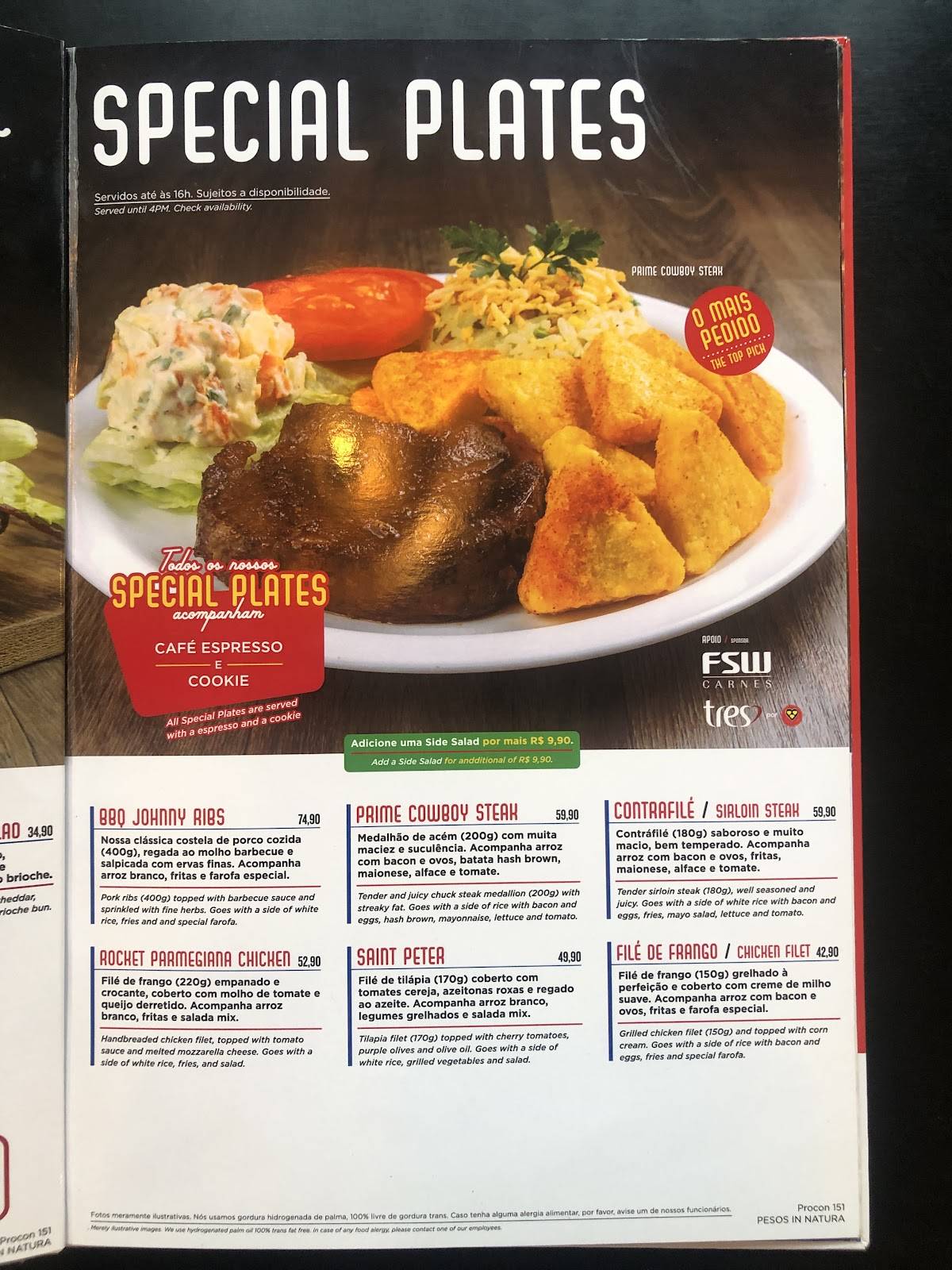 Johnny Rockets Santos меню