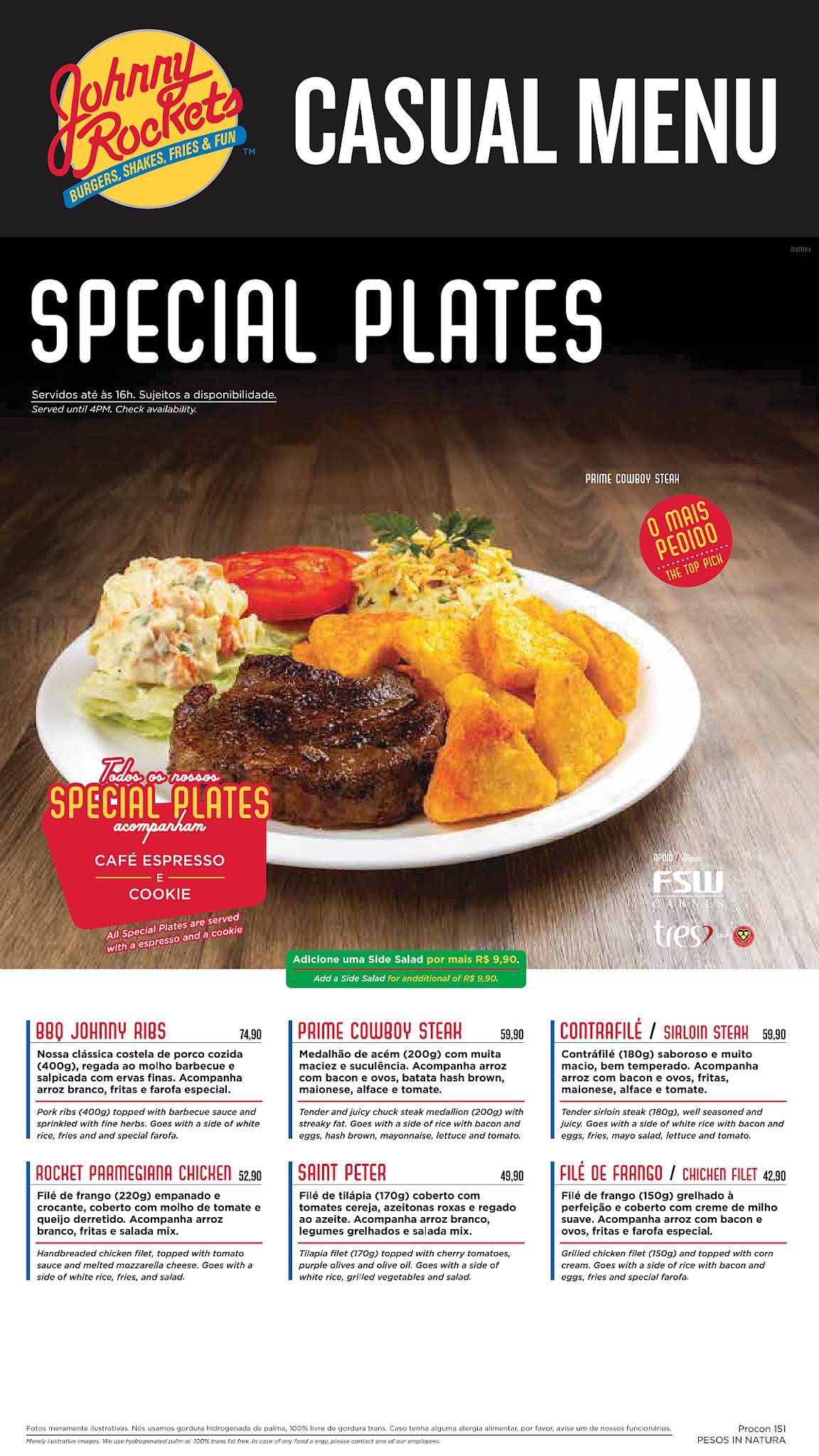 Johnny Rockets Santos меню