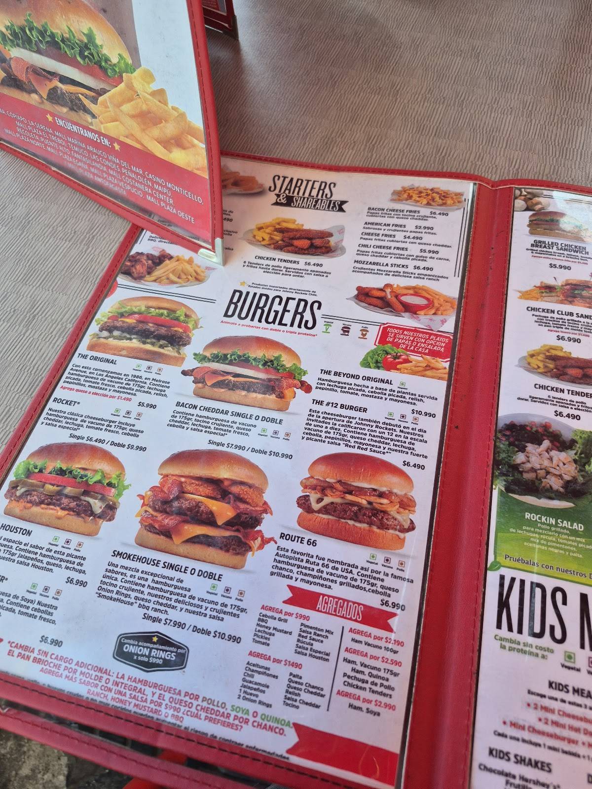 Johnny Rockets меню