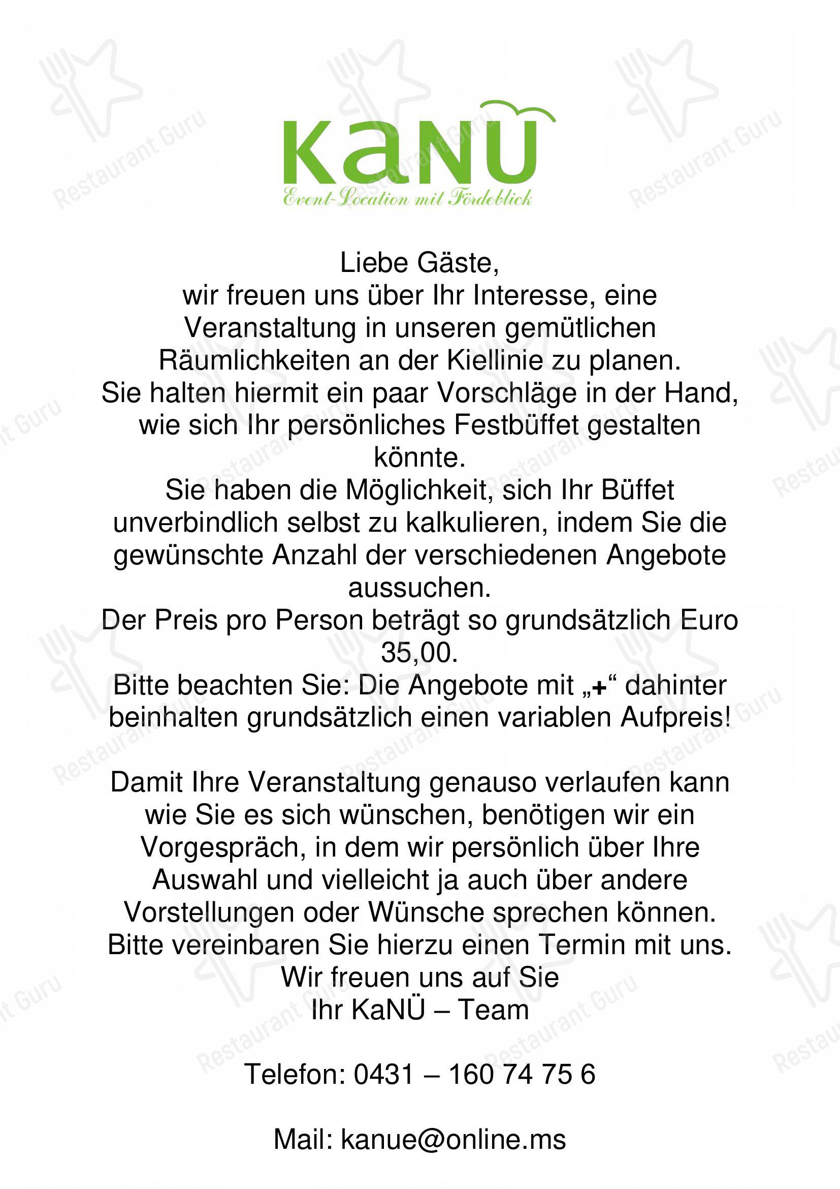 Меню KaNÜ Event-Location mit Fördeblick - Меню