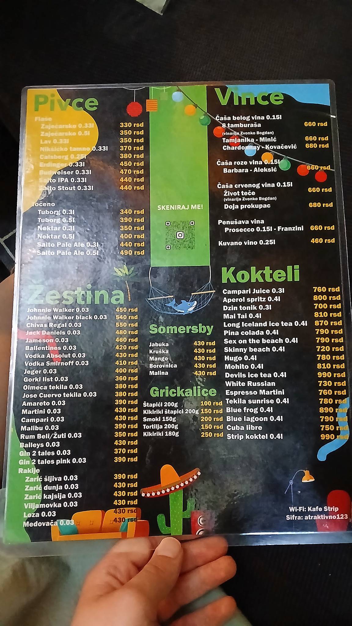 Kafe Strip меню