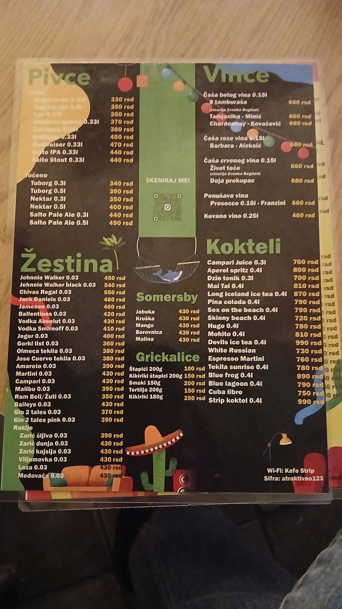 Kafe Strip меню