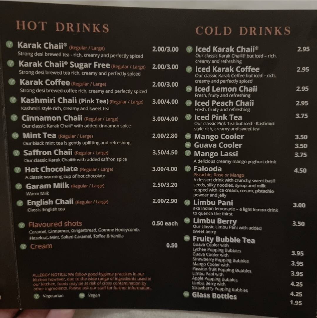 Karak Chaii Rugby меню