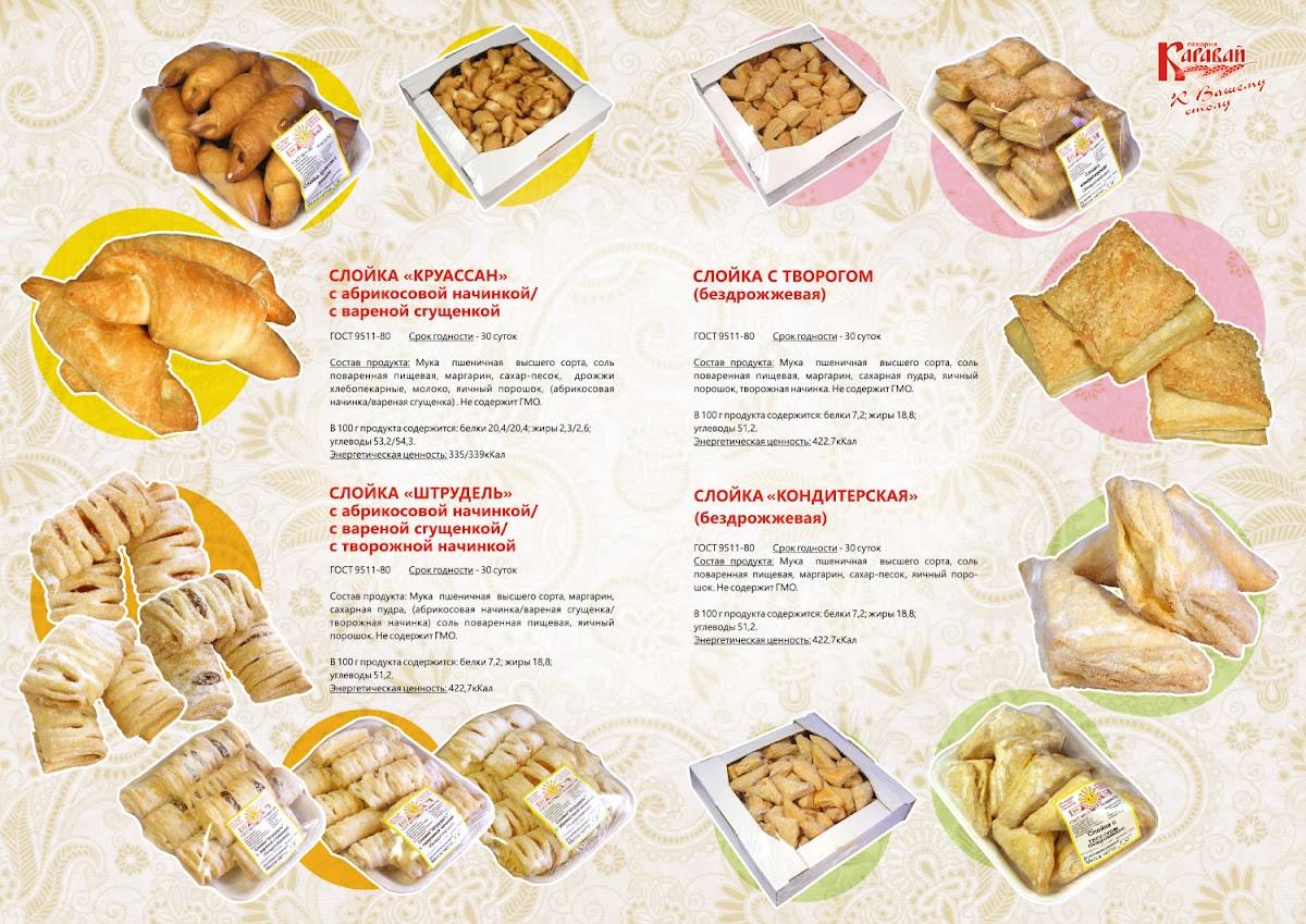 Каравай меню
