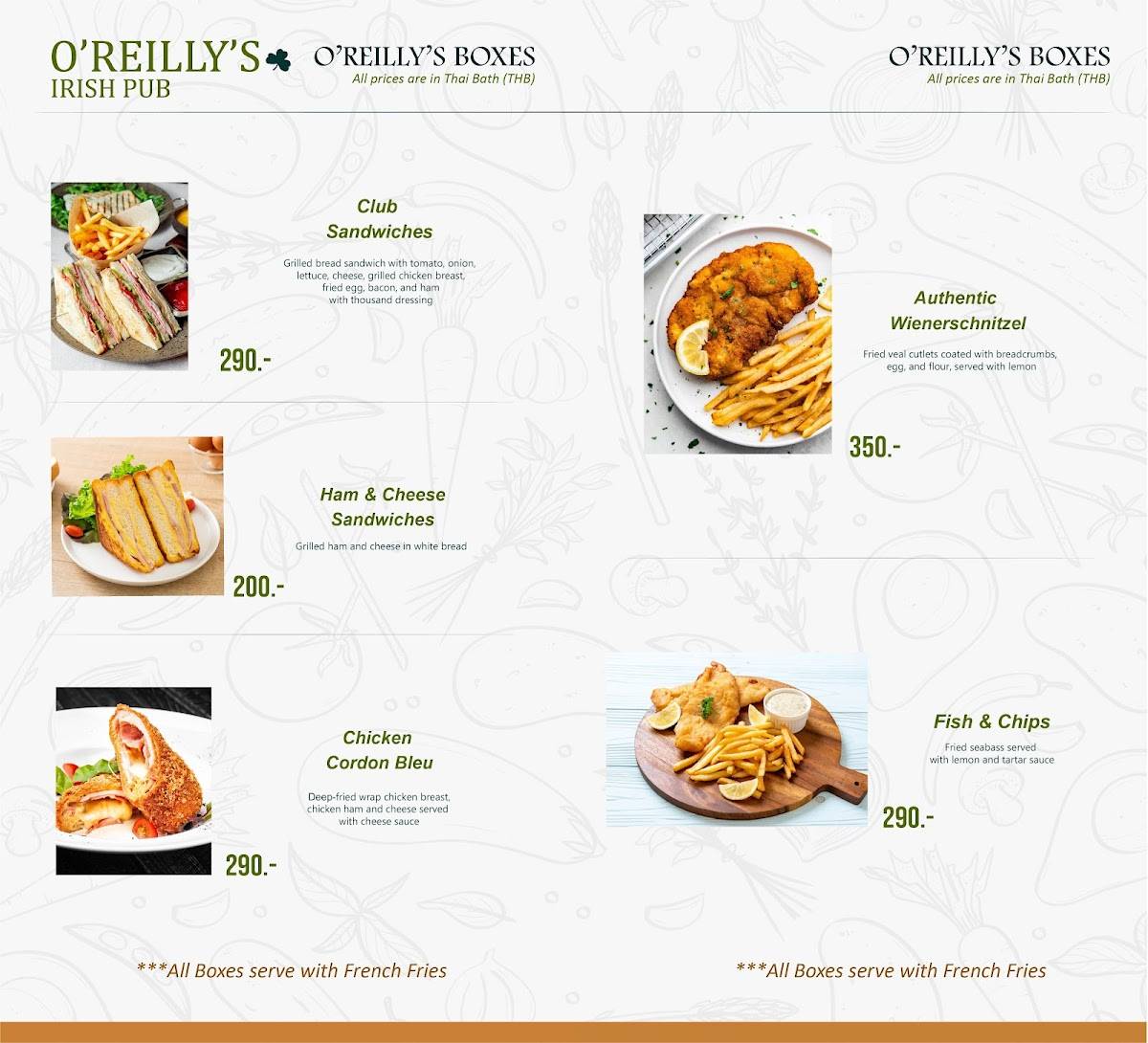 O'Reilly's Irish Pub & Restaurant меню