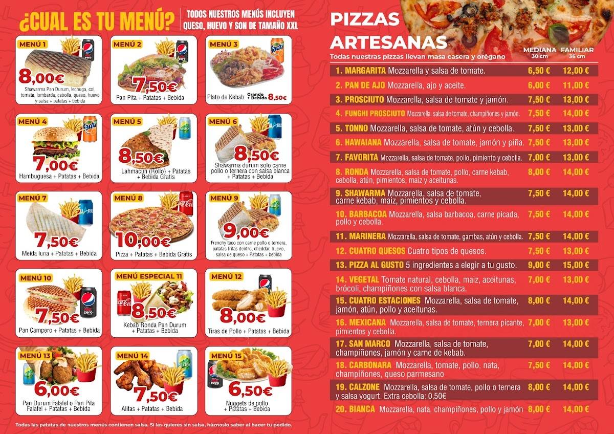 Kebab Ronda Pizzeria меню