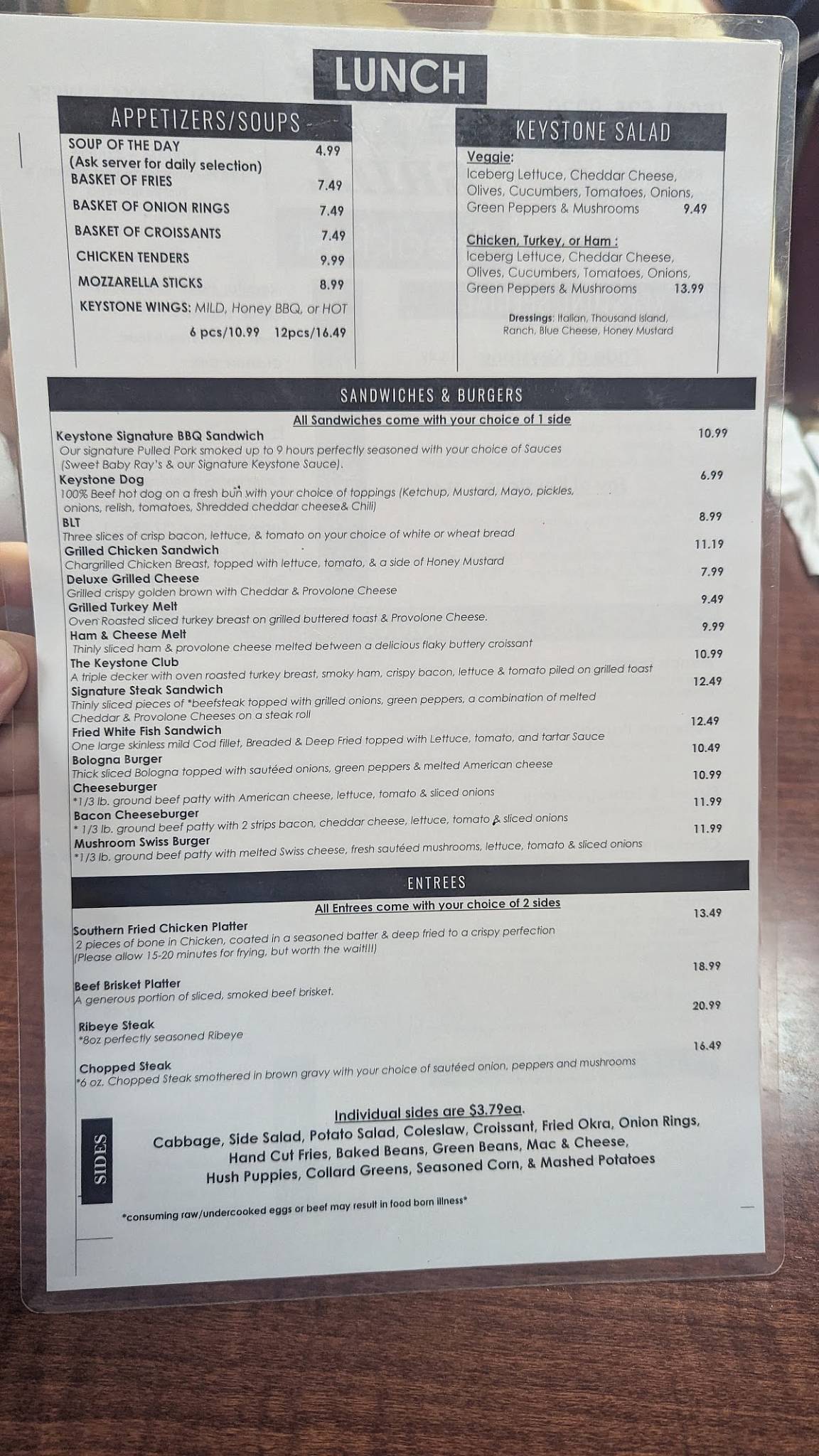 Keystone Grill меню