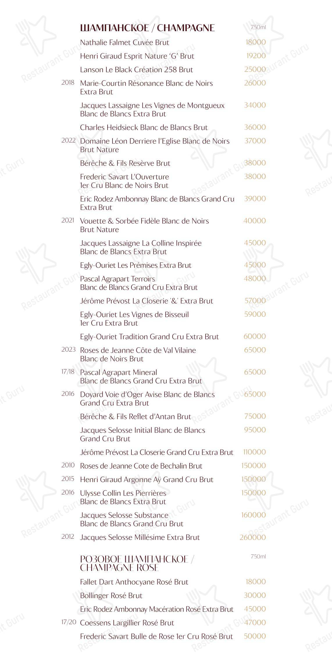 Меню ресторана Kiyomi - Ночное меню