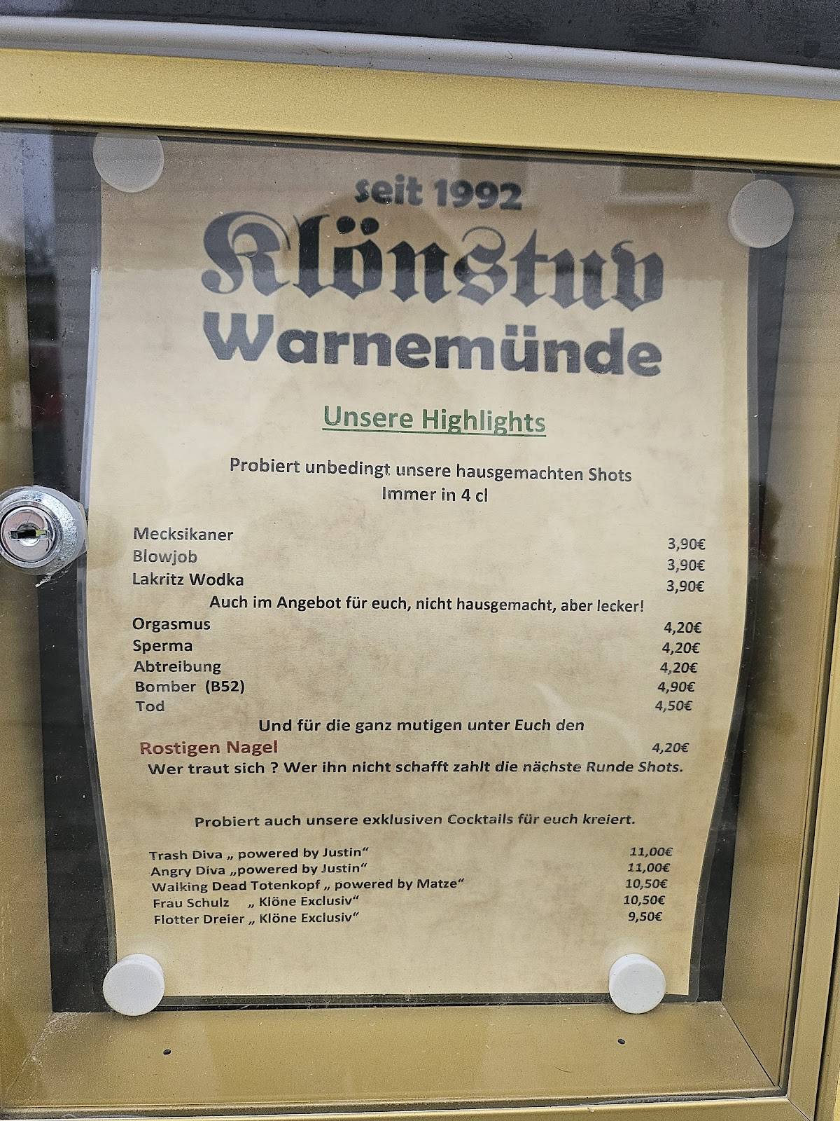 Klönstuv меню