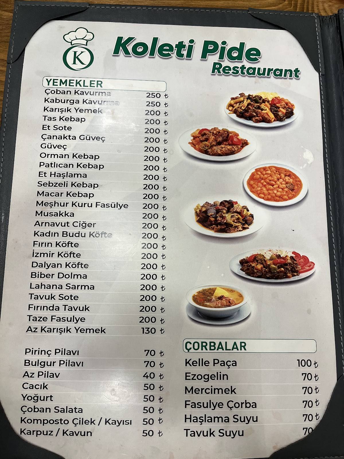 Koleti Pide меню