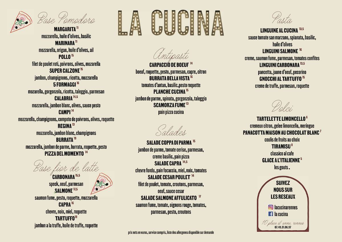 LA CUCINA меню