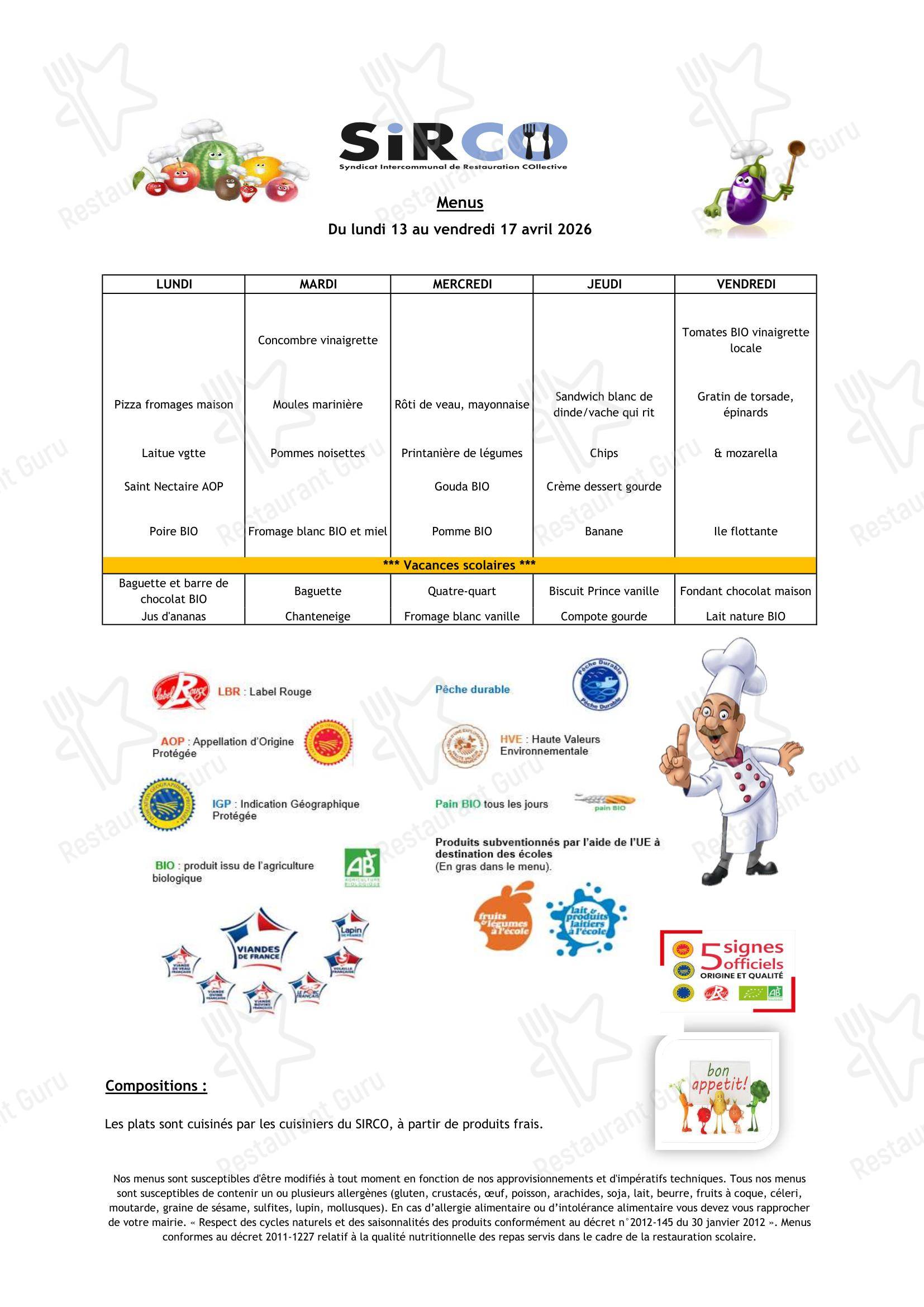 Меню ресторана L'Unisson - Group Booking Menu