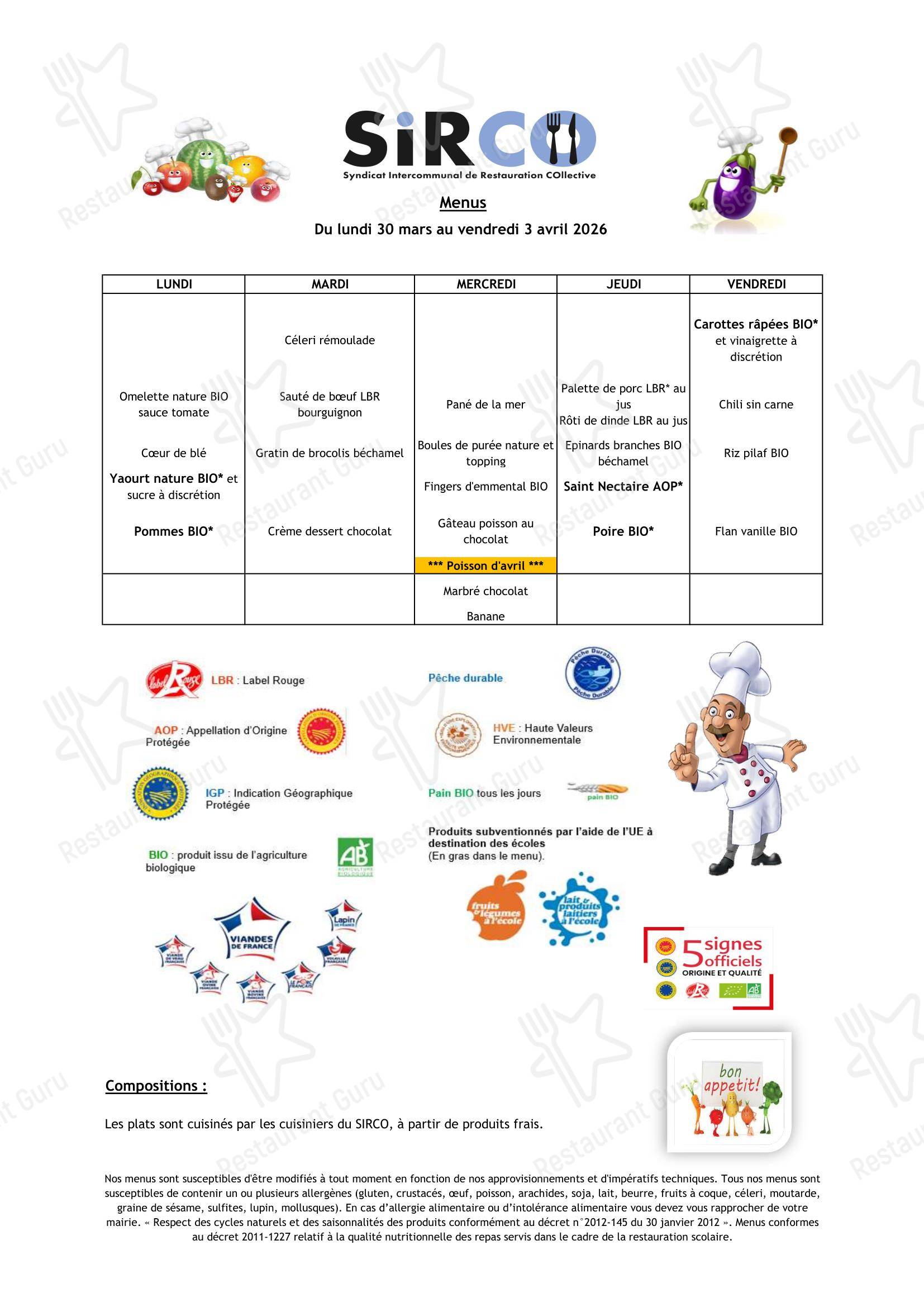 Group Booking Menu ресторана L'Unisson