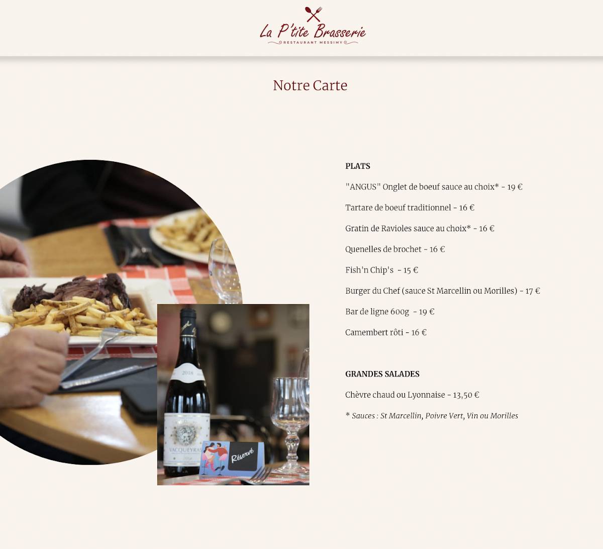 La P'tite Brasserie меню