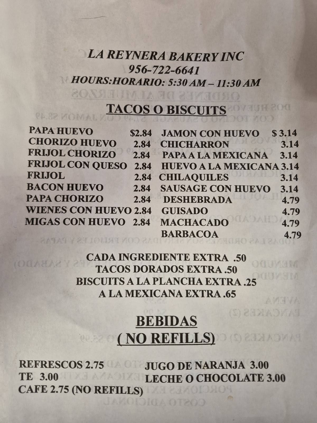 La Reynera Bakery & Restaurant меню