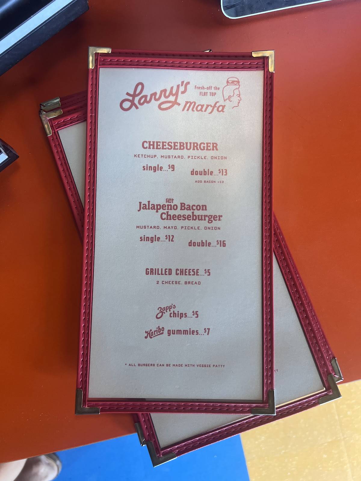 Larry's меню