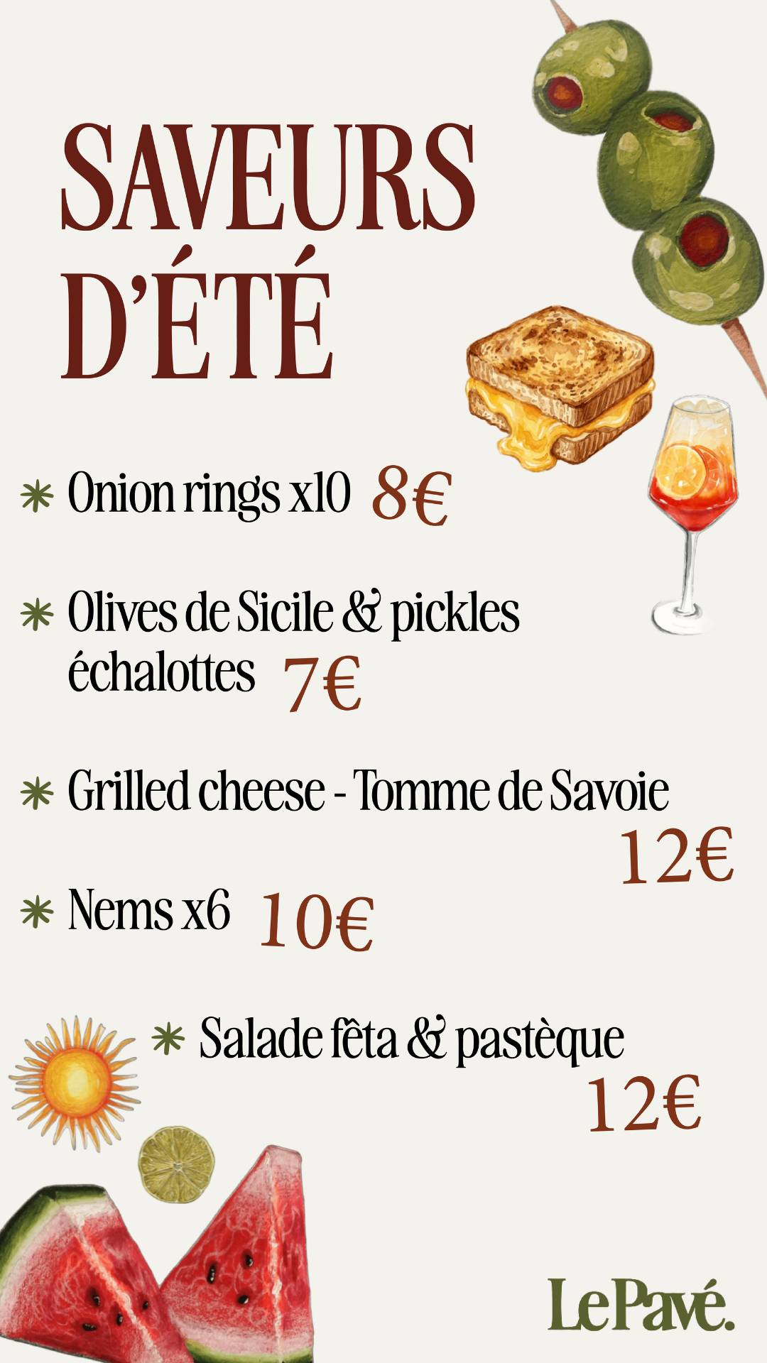 Le Pavé меню