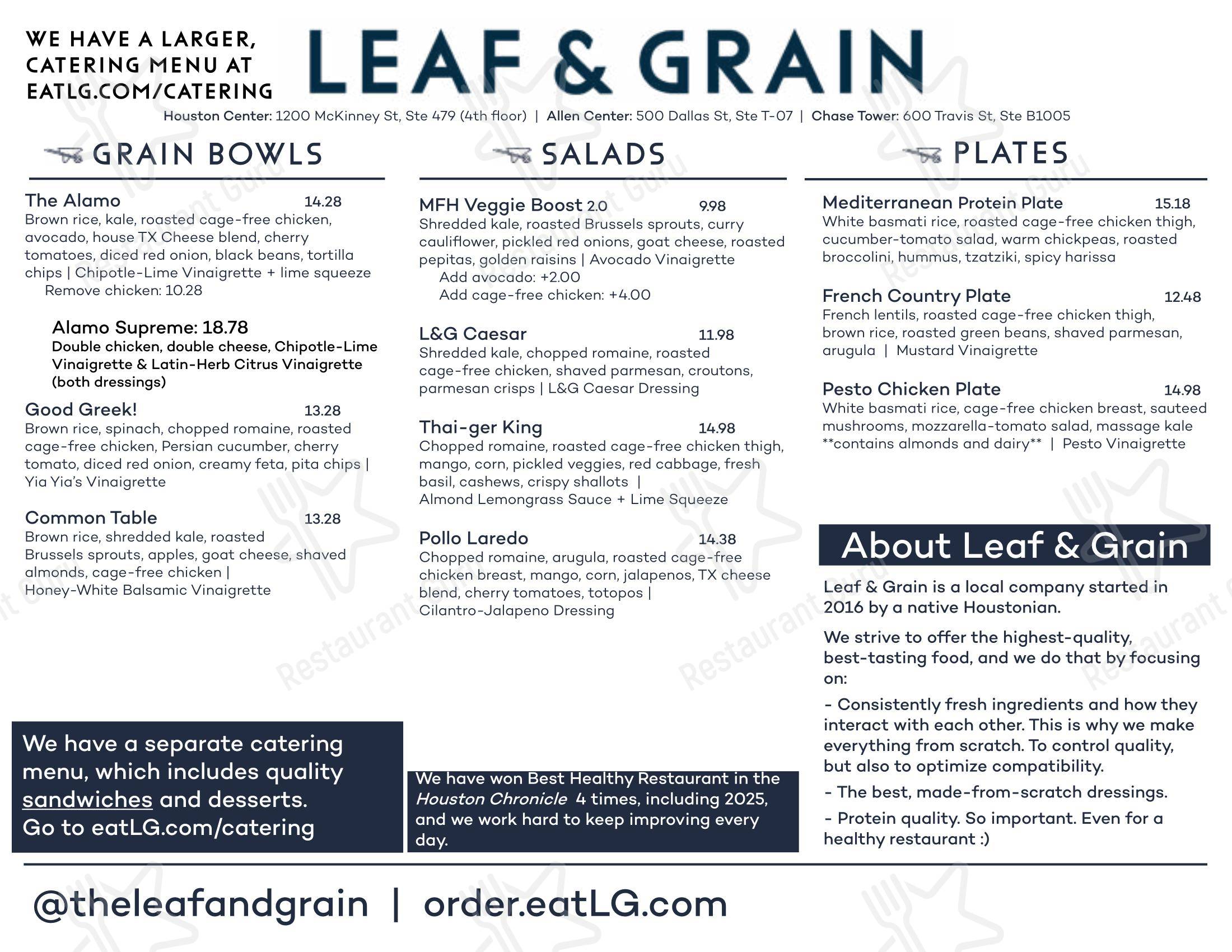 Leaf & Grain в Хьюстоне - Крафт меню