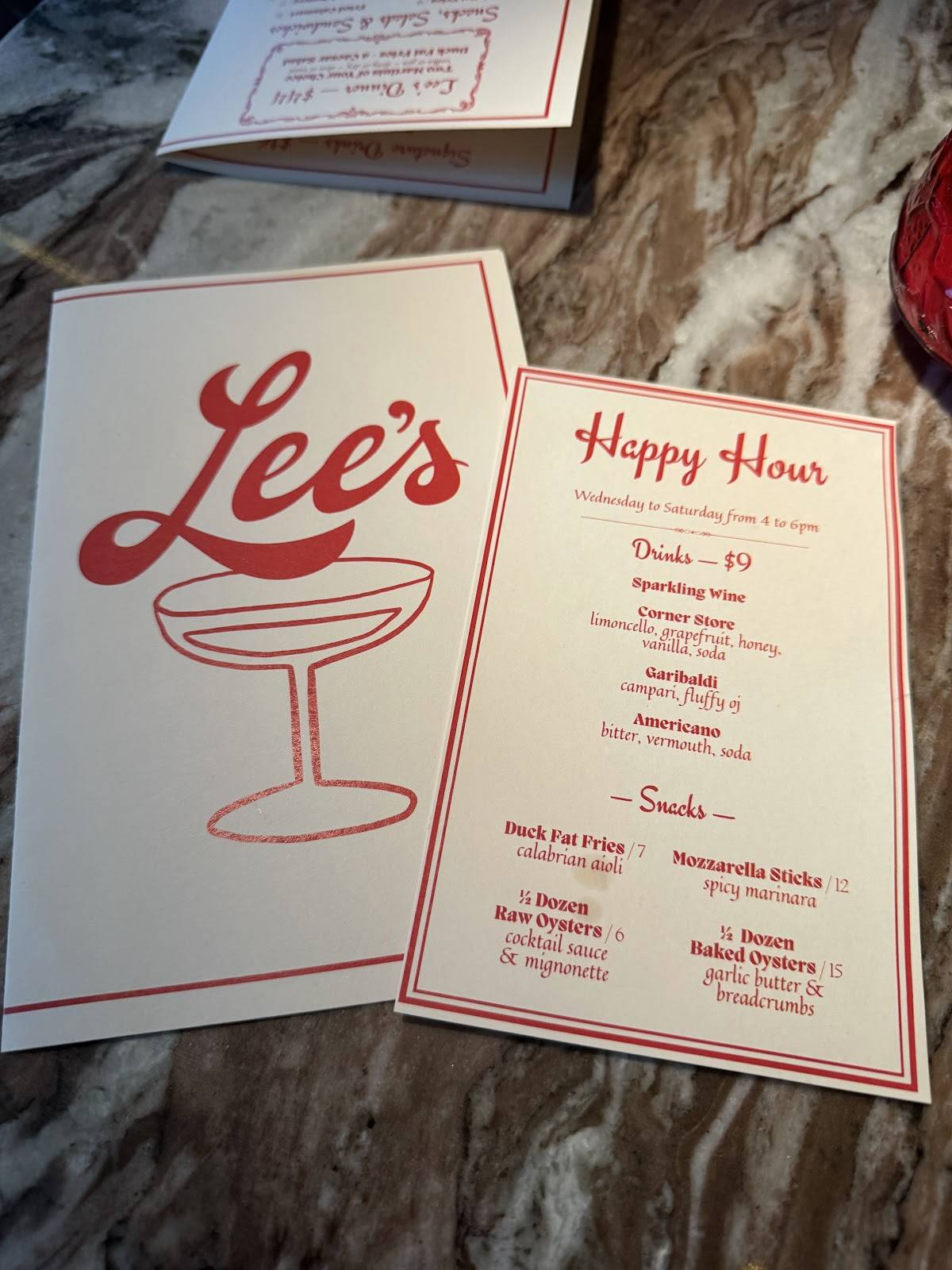 Lee's меню